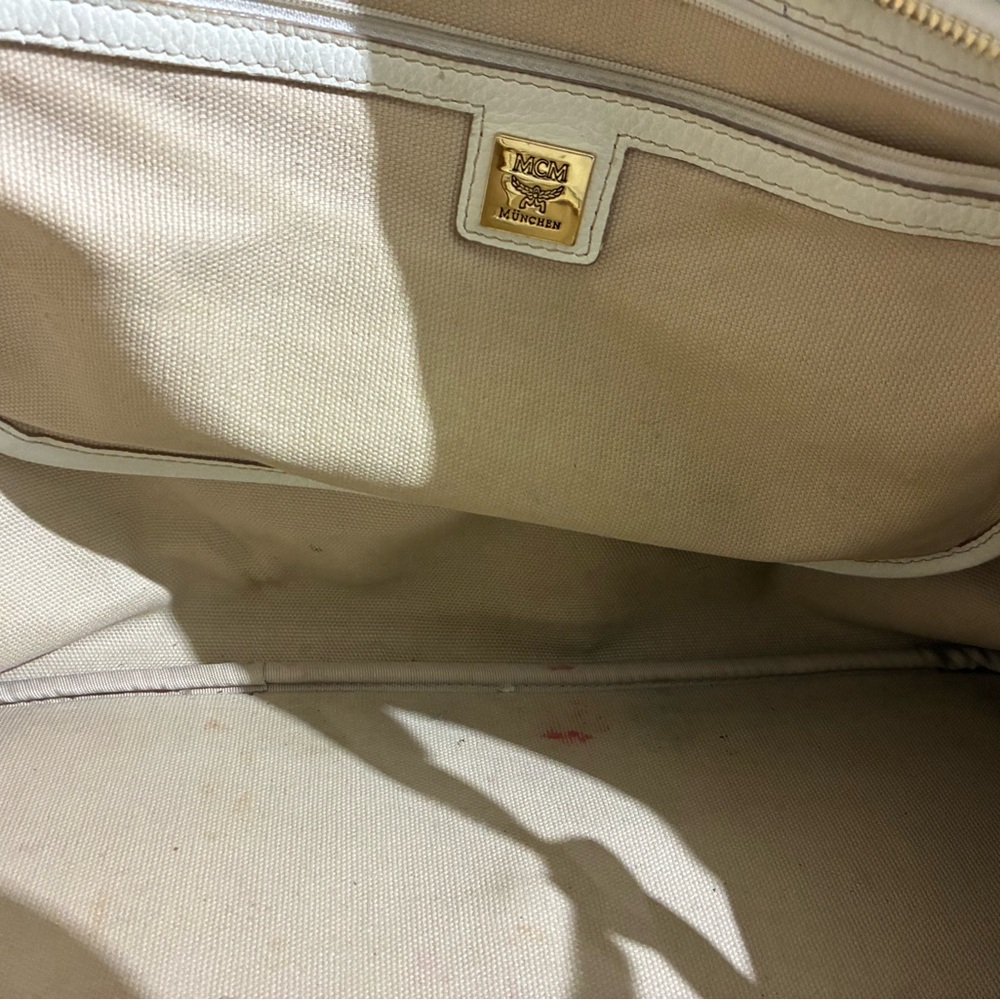MCM White and Green Geometric Tote - Picture 9 of 10